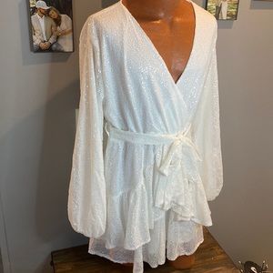 Boohoo white sequenced dress! NEW!